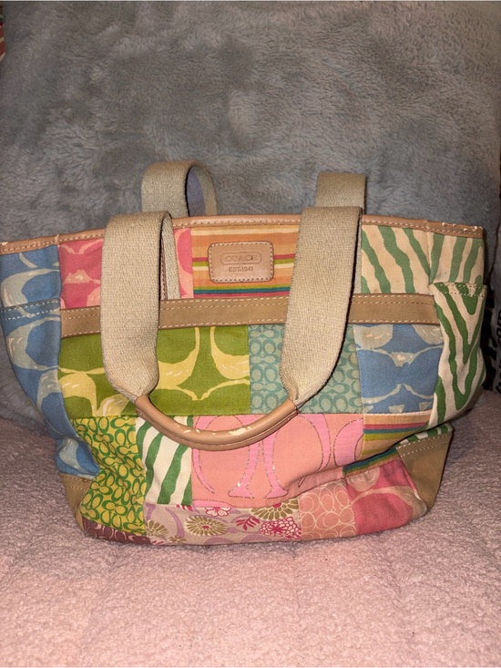Coach Handbags - Coach Multicolor Patchwork Tote - Pink, Green, Blue, Tan